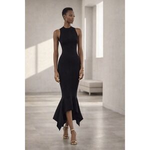 Cushnie Et Ochs Ribbed Knit Maxi Dress Bodycon Sleeveless Black Large